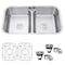 Ruvati 32" Low-Divide 50/50 Double Bowl Undermount 16 Gauge SS Kitchen Sink RVM4350 - alternate 1